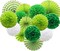 Green Hanging Paper Party Decorations, Round Paper Fans Set Paper Pom Poms Flowers for Birthday Wedding Graduation Baby Shower Events Accessories